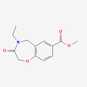 molecular formula C13H15NO4 B11797431 Methyl 4-ethyl-3-oxo-2,3,4,5-tetrahydrobenzo[f][1,4]oxazepine-7-carboxylate 