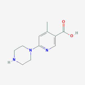 molecular formula C11H15N3O2 B11797523 4-Methyl-6-(piperazin-1-yl)nicotinic acid 