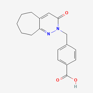 molecular formula C17H18N2O3 B11797596 4-((3-Oxo-3,5,6,7,8,9-hexahydro-2H-cyclohepta[c]pyridazin-2-yl)methyl)benzoic acid 