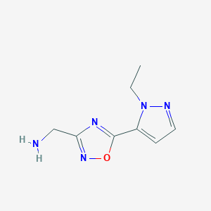 molecular formula C8H11N5O B11797603 (5-(1-Ethyl-1H-pyrazol-5-yl)-1,2,4-oxadiazol-3-yl)methanamine 