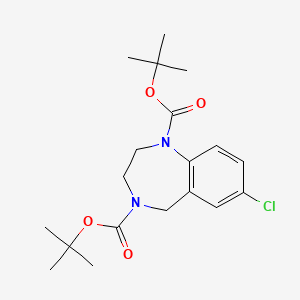 molecular formula C19H27ClN2O4 B11797629 DI-Tert-butyl 7-chloro-2,3-dihydro-1H-benzo[E][1,4]diazepine-1,4(5H)-dicarboxylate 