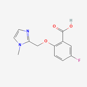 molecular formula C12H11FN2O3 B11797693 5-Fluoro-2-((1-methyl-1H-imidazol-2-YL)methoxy)benzoic acid CAS No. 1363405-32-6