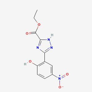 molecular formula C11H10N4O5 B11797872 Ethyl 3-(2-hydroxy-5-nitrophenyl)-1H-1,2,4-triazole-5-carboxylate 