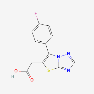 molecular formula C12H8FN3O2S B11797890 2-(6-(4-Fluorophenyl)thiazolo[3,2-b][1,2,4]triazol-5-yl)acetic acid 