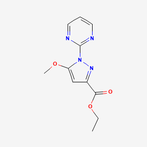 molecular formula C11H12N4O3 B11798021 Ethyl 5-methoxy-1-(pyrimidin-2-yl)-1H-pyrazole-3-carboxylate 