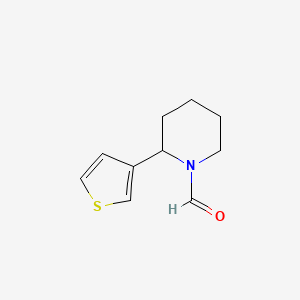 molecular formula C10H13NOS B11798082 2-(Thiophen-3-yl)piperidine-1-carbaldehyde 