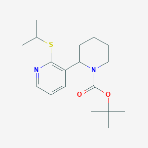 molecular formula C18H28N2O2S B11798096 tert-Butyl 2-(2-(isopropylthio)pyridin-3-yl)piperidine-1-carboxylate 