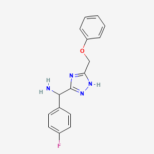 molecular formula C16H15FN4O B11798363 (4-Fluorophenyl)(5-(phenoxymethyl)-1H-1,2,4-triazol-3-yl)methanamine 