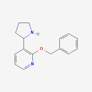 molecular formula C16H18N2O B11798392 2-(Benzyloxy)-3-(pyrrolidin-2-yl)pyridine 