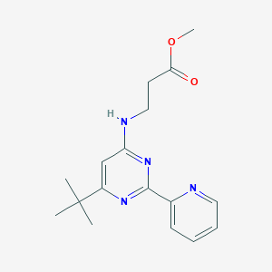 molecular formula C17H22N4O2 B11798518 Methyl 3-((6-(tert-butyl)-2-(pyridin-2-yl)pyrimidin-4-yl)amino)propanoate 