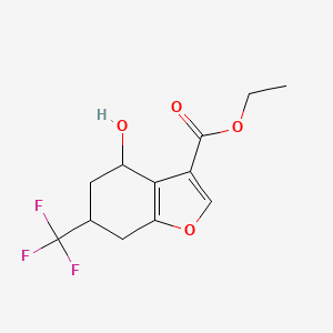 molecular formula C12H13F3O4 B11798680 Ethyl 4-hydroxy-6-(trifluoromethyl)-4,5,6,7-tetrahydrobenzofuran-3-carboxylate 