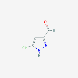 molecular formula C4H3ClN2O B11798688 5-Chloro-1H-pyrazole-3-carbaldehyde 