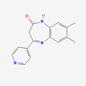 molecular formula C16H15N3O B11798720 7,8-Dimethyl-4-(pyridin-4-yl)-1H-benzo[b][1,4]diazepin-2(3H)-one 