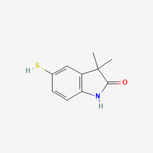molecular formula C10H11NOS B11798803 5-Mercapto-3,3-dimethylindolin-2-one 