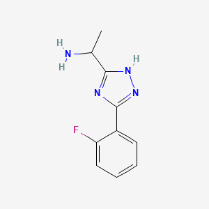 molecular formula C10H11FN4 B11799375 1-(3-(2-Fluorophenyl)-1H-1,2,4-triazol-5-yl)ethanamine 