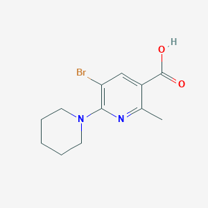 molecular formula C12H15BrN2O2 B11799426 5-Bromo-2-methyl-6-(piperidin-1-yl)nicotinic acid 