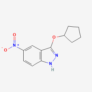 molecular formula C12H13N3O3 B11800078 3-(Cyclopentyloxy)-5-nitro-1H-indazole 