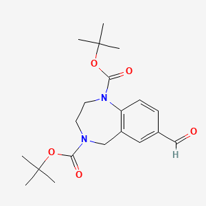 molecular formula C20H28N2O5 B11800399 DI-Tert-butyl 7-formyl-2,3-dihydro-1H-benzo[E][1,4]diazepine-1,4(5H)-dicarboxylate 