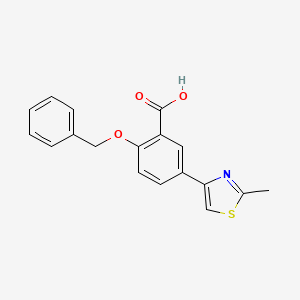 molecular formula C18H15NO3S B11800443 2-(Benzyloxy)-5-(2-methylthiazol-4-yl)benzoic acid 