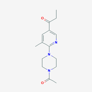 molecular formula C15H21N3O2 B11800479 1-(6-(4-Acetylpiperazin-1-yl)-5-methylpyridin-3-yl)propan-1-one 