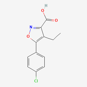 molecular formula C12H10ClNO3 B11800984 5-(4-Chlorophenyl)-4-ethylisoxazole-3-carboxylic acid 