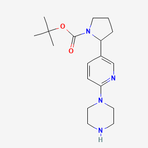 molecular formula C18H28N4O2 B11801018 tert-Butyl 2-(6-(piperazin-1-yl)pyridin-3-yl)pyrrolidine-1-carboxylate 
