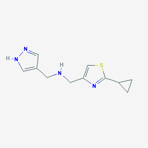 molecular formula C11H14N4S B11801082 N-((1H-Pyrazol-4-yl)methyl)-1-(2-cyclopropylthiazol-4-yl)methanamine 