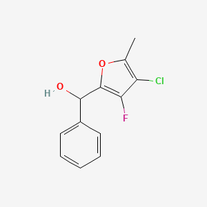 molecular formula C12H10ClFO2 B11801324 (4-Chloro-3-fluoro-5-methylfuran-2-yl)(phenyl)methanol 