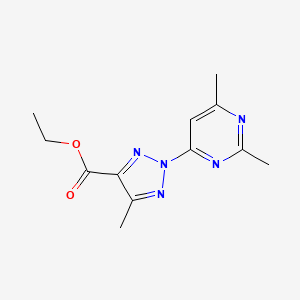 molecular formula C12H15N5O2 B11801351 Ethyl 2-(2,6-dimethylpyrimidin-4-yl)-5-methyl-2H-1,2,3-triazole-4-carboxylate 