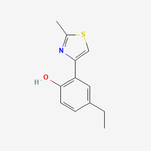 molecular formula C12H13NOS B11801585 4-Ethyl-2-(2-methylthiazol-4-yl)phenol 