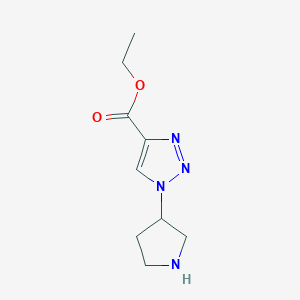 molecular formula C9H14N4O2 B11801597 Ethyl 1-(pyrrolidin-3-yl)-1H-1,2,3-triazole-4-carboxylate 