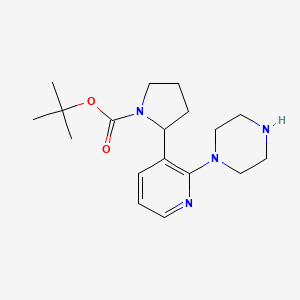 molecular formula C18H28N4O2 B11801676 tert-Butyl 2-(2-(piperazin-1-yl)pyridin-3-yl)pyrrolidine-1-carboxylate 