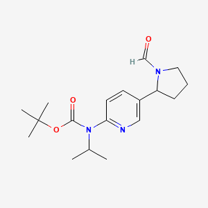 molecular formula C18H27N3O3 B11801690 tert-Butyl (5-(1-formylpyrrolidin-2-yl)pyridin-2-yl)(isopropyl)carbamate 