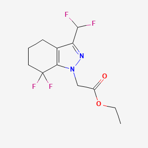 molecular formula C12H14F4N2O2 B11801930 ethyl 2-(3-(difluoromethyl)-7,7-difluoro-4,5,6,7-tetrahydro-1H-indazol-1-yl)acetate 