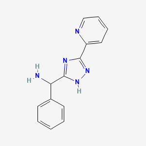 molecular formula C14H13N5 B11802004 Phenyl(5-(pyridin-2-yl)-1H-1,2,4-triazol-3-yl)methanamine 