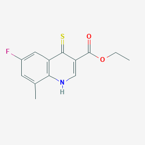 molecular formula C13H12FNO2S B11802157 Ethyl 6-fluoro-8-methyl-4-thioxo-1,4-dihydroquinoline-3-carboxylate 