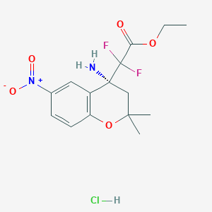 molecular formula C15H19ClF2N2O5 B11802220 (R)-Ethyl 2-(4-amino-2,2-dimethyl-6-nitrochroman-4-yl)-2,2-difluoroacetate hydrochloride 