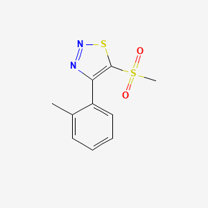 molecular formula C10H10N2O2S2 B11802264 5-(Methylsulfonyl)-4-(o-tolyl)-1,2,3-thiadiazole 
