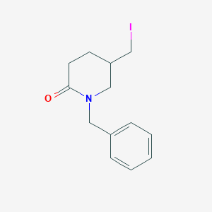 molecular formula C13H16INO B11802297 1-Benzyl-5-(iodomethyl)piperidin-2-one 