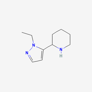 molecular formula C10H17N3 B11802362 2-(1-Ethyl-1H-pyrazol-5-yl)piperidine 