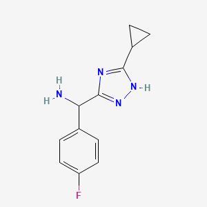 molecular formula C12H13FN4 B11802426 (5-Cyclopropyl-1H-1,2,4-triazol-3-yl)(4-fluorophenyl)methanamine 