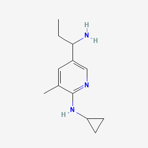 molecular formula C12H19N3 B11802444 5-(1-Aminopropyl)-N-cyclopropyl-3-methylpyridin-2-amine 