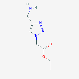 molecular formula C7H12N4O2 B11802516 Ethyl 2-[4-(aminomethyl)triazol-1-yl]acetate 