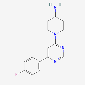 molecular formula C15H17FN4 B11802529 1-(6-(4-Fluorophenyl)pyrimidin-4-yl)piperidin-4-amine 