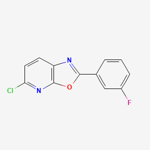 molecular formula C12H6ClFN2O B11802592 5-Chloro-2-(3-fluorophenyl)oxazolo[5,4-B]pyridine 
