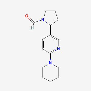 molecular formula C15H21N3O B11802703 2-(6-(Piperidin-1-yl)pyridin-3-yl)pyrrolidine-1-carbaldehyde 