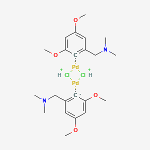 molecular formula C22H32Cl2N2O4Pd2 B1180277 Di-mu-chlorobis[2-[(dimethylamino)methyl]-4,6-dimethoxyphenyl-C,N]dipalladium(II) CAS No. 18987-71-8