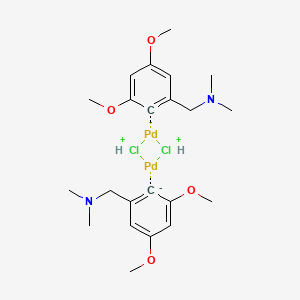 molecular formula C22H34Cl2N2O4Pd2 B1180277 Di-mu-chlorobis[2-[(dimethylamino)methyl]-4,6-dimethoxyphenyl-C,N]dipalladium(II) CAS No. 18987-71-8