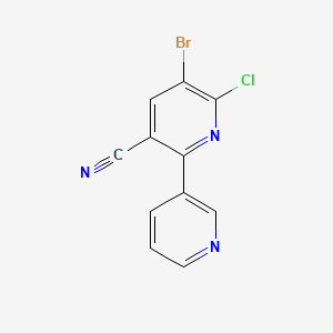 molecular formula C11H5BrClN3 B11802905 5-Bromo-6-chloro-[2,3'-bipyridine]-3-carbonitrile 