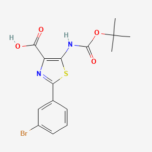 molecular formula C15H15BrN2O4S B11802977 5-(Boc-amino)-2-(5-bromophenyl)thiazole-4-carboxylic acid 